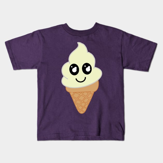 Vanilla Kawaii Icecream Kids T-Shirt by DesignsBySaxton